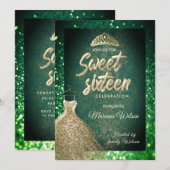 Green chic Gold sequins kleden tiara Sweet 16 Kaart (Voorkant / Achterkant)