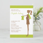 Green Chic mama om Baby shower te zijn Kaart (Staand voorkant)