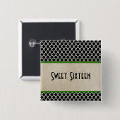 Green Chic Quatrefoil Sweet 16 Button (Voorkant /achterkant)