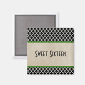 Green Chic Quatrefoil Sweet 16 Magnet (Voorkant / Achterkant)