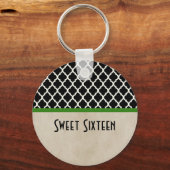 Green Chic Quatrefoil Sweet 16 Sleutelhanger (Voorkant)