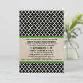 Green Chic Quatrefoil Wedding Invite Kaart (Staand voorkant)