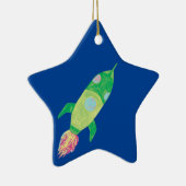 Green Childish Space Rocket Star Keramisch Ornament (Rechts)