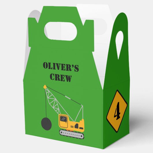 Green Children's Construction Verjaardagspapier Bedankdoosjes (Geopend)