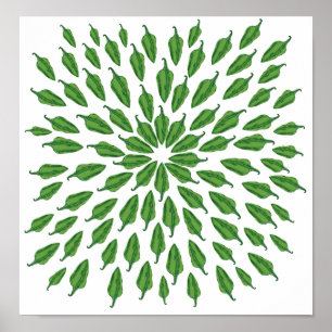 Green Chili Peppers Poster
