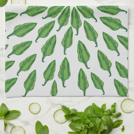 Green Chili Peppers Theedoek (Gevouwen)