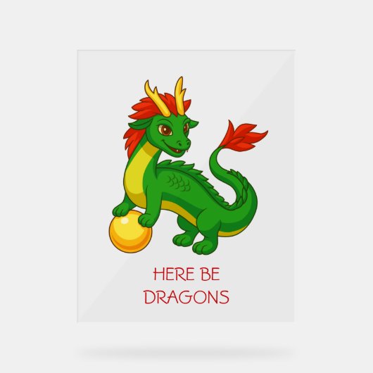 Green Chinese Dragon Acryl Bord (Voorkant)