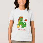 Green Chinese Dragon Custom Name Tri-Blend Shirt (Voorkant)