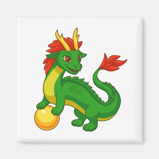 Green Chinese Dragon Magneet (Voorkant)