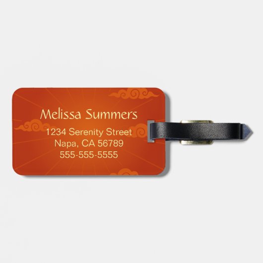 Green Chinese Dragon on Red Bagagelabel (Achterkant horizontaal)