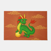 Green Chinese Dragon on Red Deurmat (Voorkant)