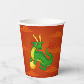 Green Chinese Dragon on Red Papieren Bekers (Voorkant)