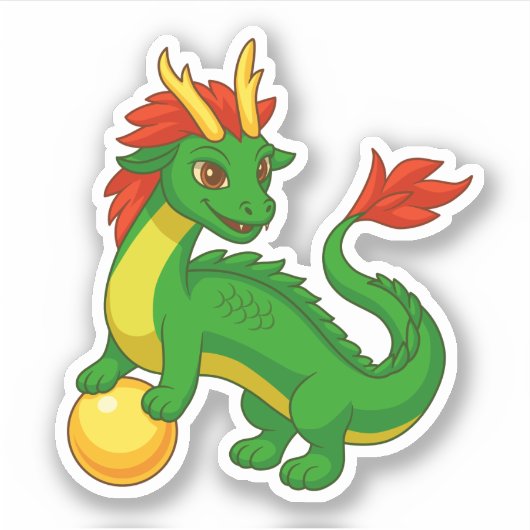 Green Chinese Dragon Sticker (Voorkant)