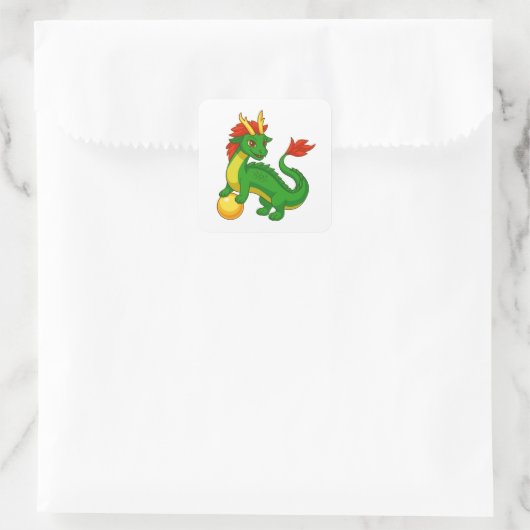 Green Chinese Dragon Vierkante Sticker (Tas)
