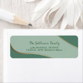 Green Chinoiserie Abstract Cloud Pattern Gold Line Etiket (Insitu)