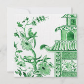 Green Chinoiserie Asian China Floral Waterverf Kaart (Achterkant)