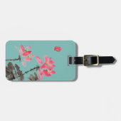 Green Chinoiserie Freehand Waterverf Lotus Flower Bagagelabel (Voorkant horizontaal)