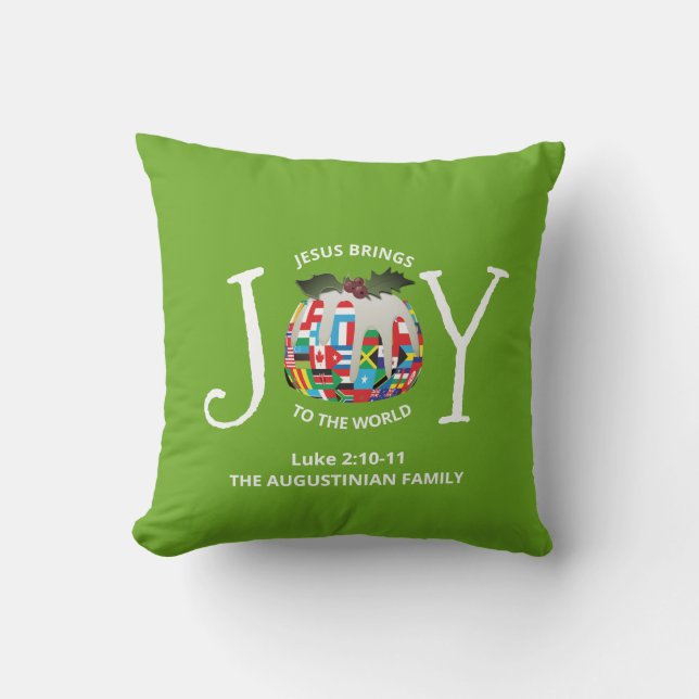 Green Christelijk JOTO THE WORLD Kerstmis Kussen (Voorkant)