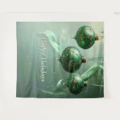 Green Christmas Ball Holiday Backdrop Wandkleed (Voorkant (horizontaal))