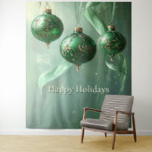 Green Christmas Ball Holiday Backdrop Wandkleed (In situ)