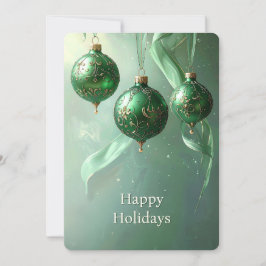 Green Christmas Ball Holiday Card Feestdagenkaart