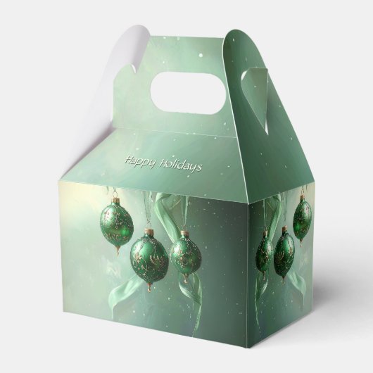 Green Christmas Ball Holiday Favor Box Bedankdoosjes (Voorkant Zijde)