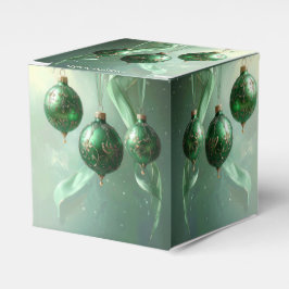 Green Christmas Ball Holiday Favor Box Bedankdoosjes