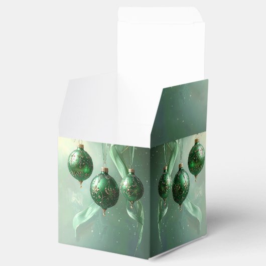 Green Christmas Ball Holiday Favor Box Bedankdoosjes (Geopend)