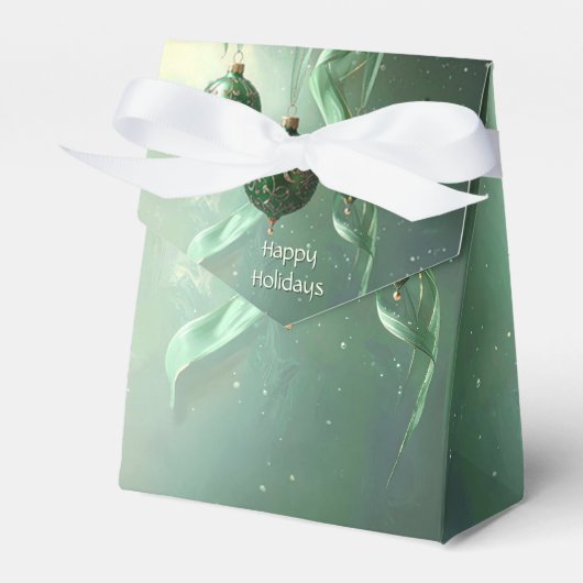 Green Christmas Ball Holiday Favor Box Bedankdoosjes (Voorkant Zijde)