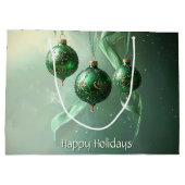 Green Christmas Ball Holiday Gift Bag Groot Cadeauzakje (Achterkant)