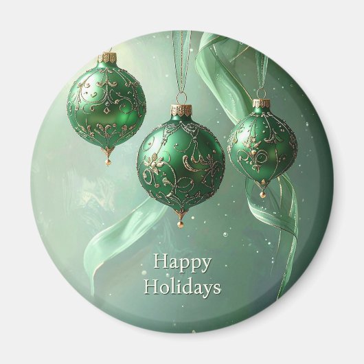 Green Christmas Ball Holiday Magnet (Voorkant)