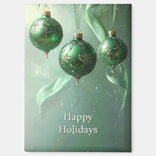Green Christmas Ball Holiday Magnet (Voorkant)