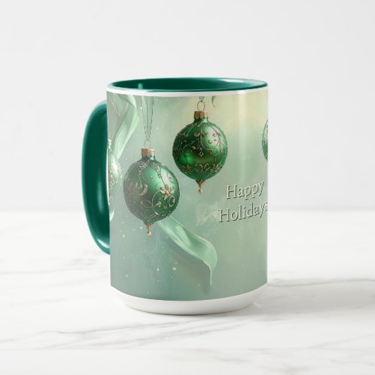 Green Christmas Ball Holiday Mug Mok (Voorkant links)