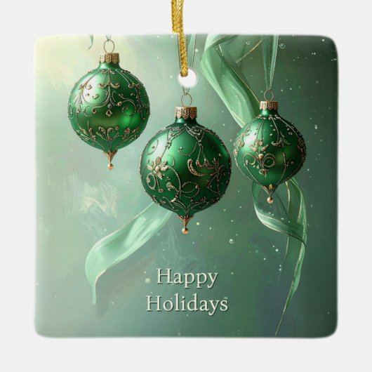 Green Christmas Ball Holiday Ornament (Voorkant)