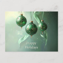 Green Christmas Ball Holiday Postcard Briefkaart