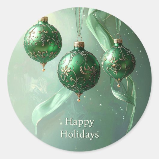 Green Christmas Ball Holiday Sticker (Voorkant)