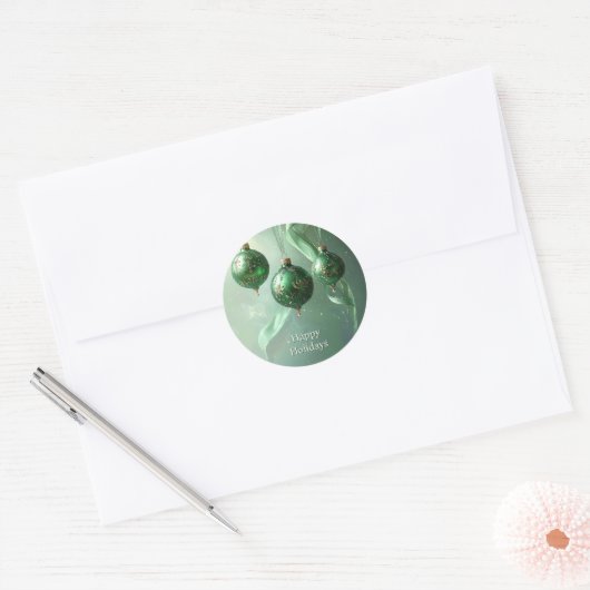 Green Christmas Ball Holiday Sticker (Envelop)