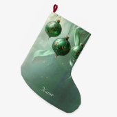 Green Christmas Ball Holiday Stocking Grote Kerstsok (Voorkant (Hangend))