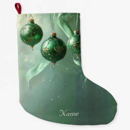 Green Christmas Ball Holiday Stocking Grote Kerstsok