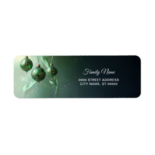 Green Christmas Ball Return Address Label (Voorkant)
