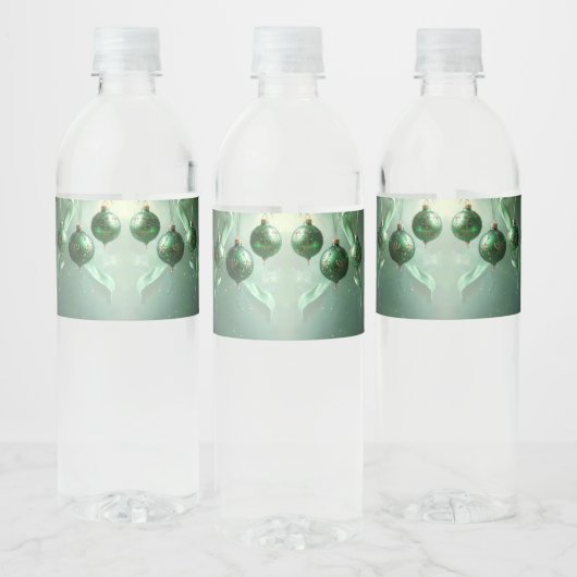 Green Christmas Ball Water Bottle Label Waterfles Etiket (Flessen)