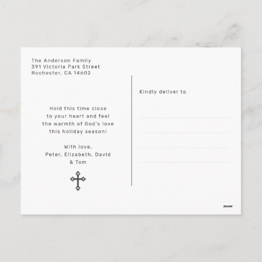 Green Christmas Blessings Christian Photo Feestdagenkaart (Achterkant)