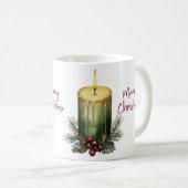Green Christmas Candle Pine Berry Coffee Mug Koffiemok (Voorkant rechts)