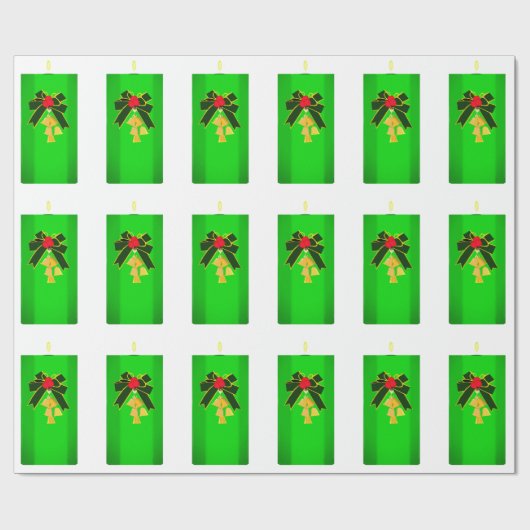 Green Christmas Candle Wrapping Paper Cadeaupapier (Vlak)