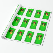 Green Christmas Candle Wrapping Paper Cadeaupapier (Uitgerold)