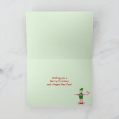 Green Christmas Candy Cane Elf (foto lijst) Feestdagen Kaart (Binnen)