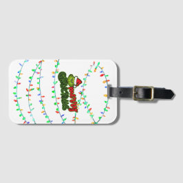 Green Christmas Creature with Holiday Lights Bagagelabel