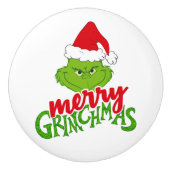 Green Christmas Creature with Winter Elements  Keramische Knop (Voorkant)