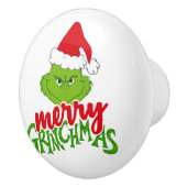 Green Christmas Creature with Winter Elements  Keramische Knop (Rechts)