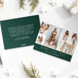 GREEN Christmas Elegant 6 Collage Photo message Feestdagenkaart<br><div class="desc">Share your family’s highlights with this year-in-review Christmas card featuring a simple, minimal, and clean design. The front includes a modern 6-photo collage paired with the festive greeting “Merry Christmas” in an elegant serif font over a Classic festive green color, with space to personalize your family name or the year....</div>